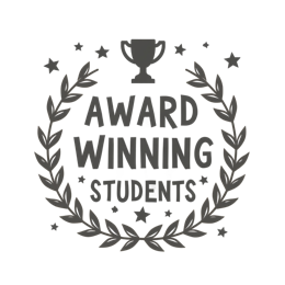 award students wreath SVG PNG design with bold lettering, black and white floral elements