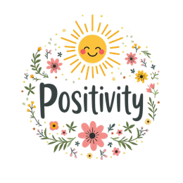 positive sunflowers SVG PNG design with bold lettering, black and white floral elements, an uplifting message