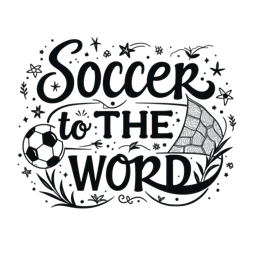 soccer handlettering SVG PNG design with bold lettering, black and white floral elements