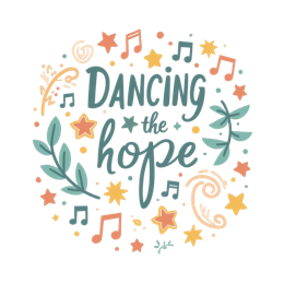 dancing hope SVG PNG design with hand-drawn style, orange and green floral elements, an uplifting message