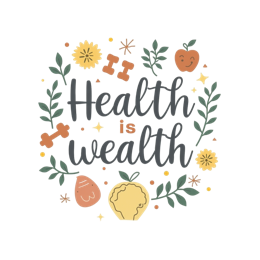 health SVG PNG design with hand-drawn style, floral elements, an uplifting message