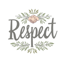 handshake respect SVG PNG design with bold lettering, green floral elements, an uplifting message