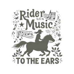 rider music horse shirt SVG PNG design with bold lettering, black and white floral elements