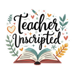 teacher unscripted shirt SVG PNG design with bold lettering, floral elements, an uplifting message