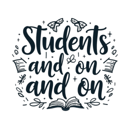 students study material SVG PNG design with hand-drawn style, bold lettering, black and white floral elements