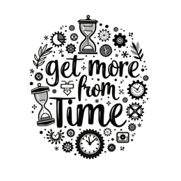 time quotes clock SVG PNG design with bold lettering, black and white floral elements, an uplifting message