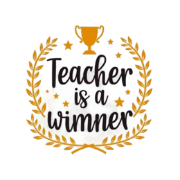teacher award winner wreath SVG PNG design with bold lettering, white and red floral elements, an uplifting message