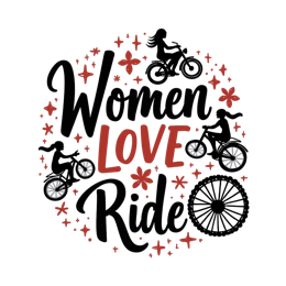 women biking shirt SVG PNG design with bold lettering, black and red floral elements