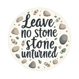 quotes stone unturned SVG PNG design with bold lettering, red and green floral elements