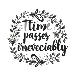 time passes irrevocably floral SVG PNG design with hand-drawn style, bold lettering, black and white floral elements