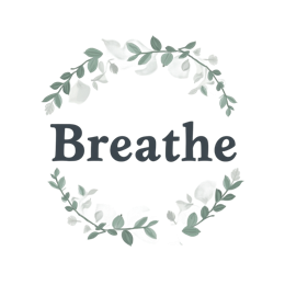 breathe flora floral SVG PNG design with hand-drawn style, bold lettering, white and green floral elements