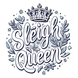 sleigh queen SVG PNG design with bold lettering, blue floral elements