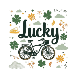 lucky bicycle SVG PNG design with bold lettering