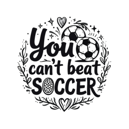 quotes soccer floral SVG PNG design with bold lettering, black and white floral elements