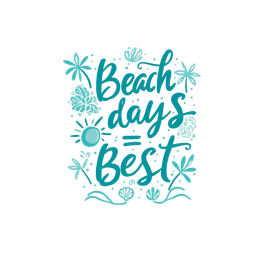 beach days best SVG PNG design with hand-drawn style, blue floral elements