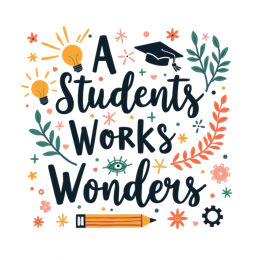 students wonders quote SVG PNG design with bold lettering, orange and green floral elements, an uplifting message