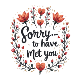 flower quote sorry SVG PNG design with hand-drawn style, bold lettering, pink and red floral elements