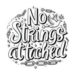 no strings attached shirt SVG PNG design with hand-drawn style, an uplifting message