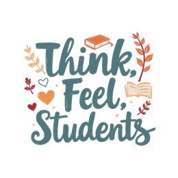 students think feel SVG PNG design with orange floral elements, an uplifting message