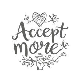 accept more hand written SVG PNG design with hand-drawn style, black and white floral elements, an uplifting message