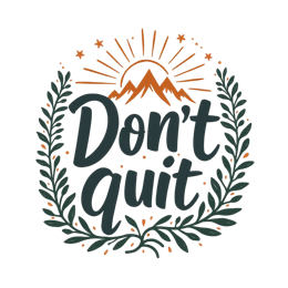 motivation mountains wreath SVG PNG design with hand-drawn style, bold lettering, green floral elements