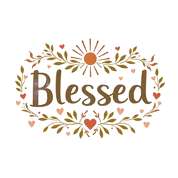 blessed hearts SVG PNG design with white and orange floral elements, an uplifting message