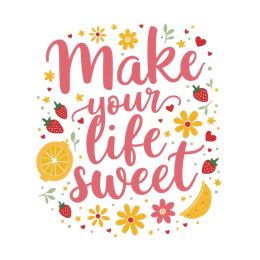 quotes flower fruit SVG PNG design with hand-drawn style, white and orange floral elements, an uplifting message