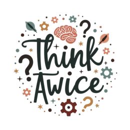 think creativity SVG PNG design with hand-drawn style, peach and green floral elements