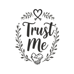 trust me hands SVG PNG design with hand-drawn style, black and white floral elements