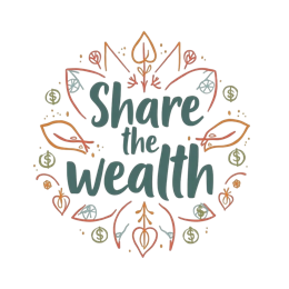 share the wealth SVG PNG design with bold lettering, white and orange floral elements