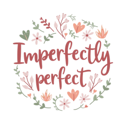 imperfectly perfect flowers floral SVG PNG design with bold lettering, orange and pink floral elements, an uplifting message