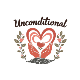 unconditional love floral SVG PNG design with hand-drawn style, pink and red floral elements