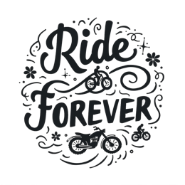 ride forever SVG PNG design with bold lettering, black and white floral elements