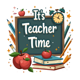 teacher time apples SVG PNG design with bold lettering