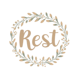 rest flower wreath SVG PNG design with hand-drawn style, white and green floral elements