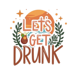 drunk sunset decorations SVG PNG design with orange and green floral elements