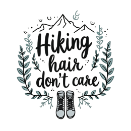 hair mountains SVG PNG design with hand-drawn style, bold lettering, black and white floral elements
