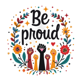 be proud diversity SVG PNG design with bold lettering, floral elements
