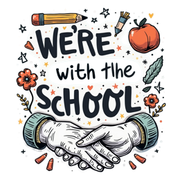school hands SVG PNG design with bold lettering, blue floral elements, an uplifting message
