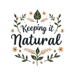 keep it natural flora SVG PNG design with hand-drawn style, bold lettering, orange and green floral elements