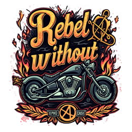 rebel motorcycle flaming shirt SVG PNG design with bold lettering