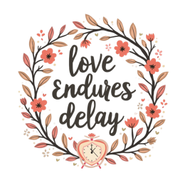 quotes love endures delay wreath SVG PNG design with hand-drawn style, bold lettering, white and orange floral elements