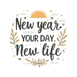 quotes newlife SVG PNG design with bold lettering, black and white floral elements, an uplifting message