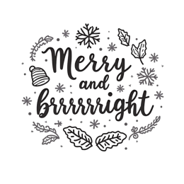 christmas SVG PNG design with black and white floral elements