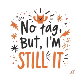 no tag still it SVG PNG design with bold lettering, black and white floral elements