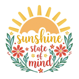 sunshine flowers SVG PNG design with white and red floral elements, an uplifting message