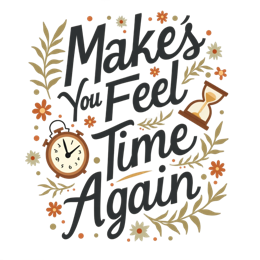 time flower hourglass SVG PNG design with bold lettering, black and orange floral elements