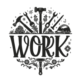 work tools SVG PNG design with bold lettering, floral elements