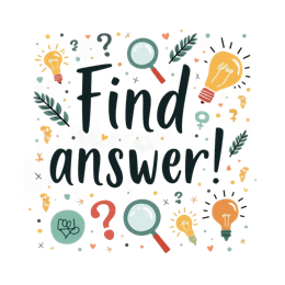 find answer icons SVG PNG design with hand-drawn style, bold lettering, red and green floral elements