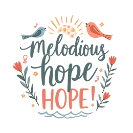 melodious hope floral SVG PNG design with pink and blue floral elements, an uplifting message